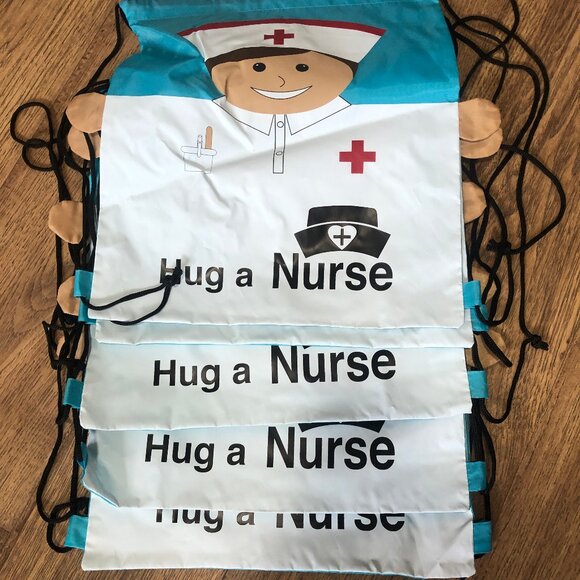 NEW! Lot of 5 Hug A Nurse Cinch Bag Tote - Picture 1 of 2